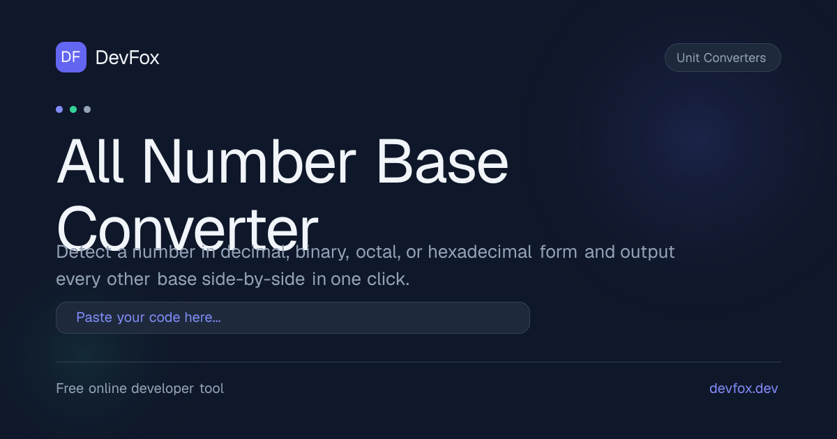All Number Base Converter | Bin Oct Dec Hex - DevFox