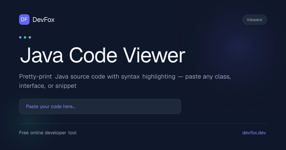 Java Code Viewer | Pretty-Print Java Online - DevFox