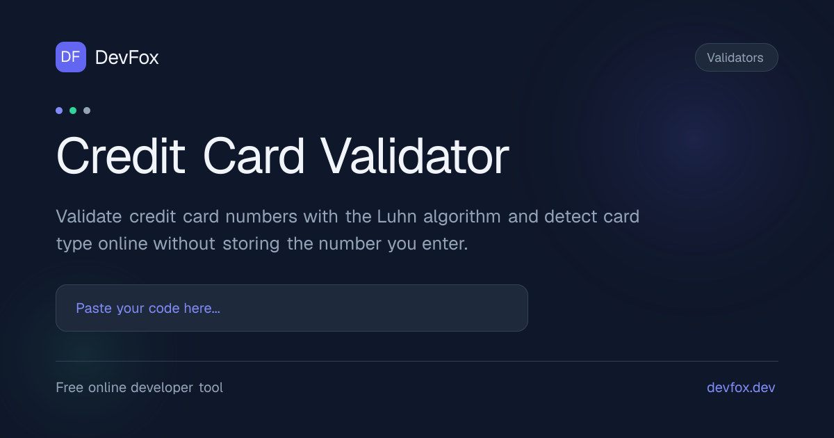 Credit Card Validator | Validate Credit Card Online - DevFox