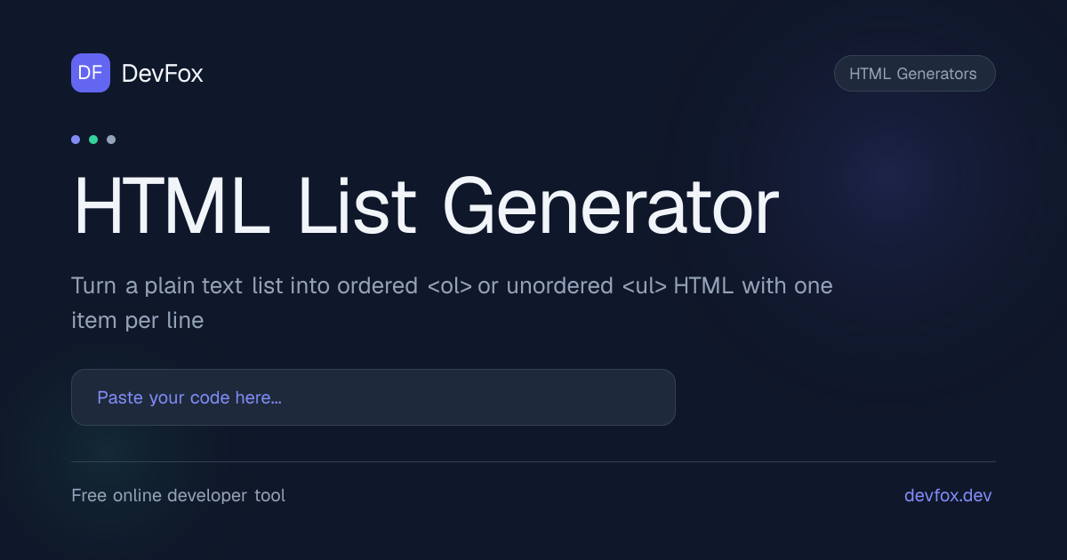 HTML List Generator | and from Text - DevFox