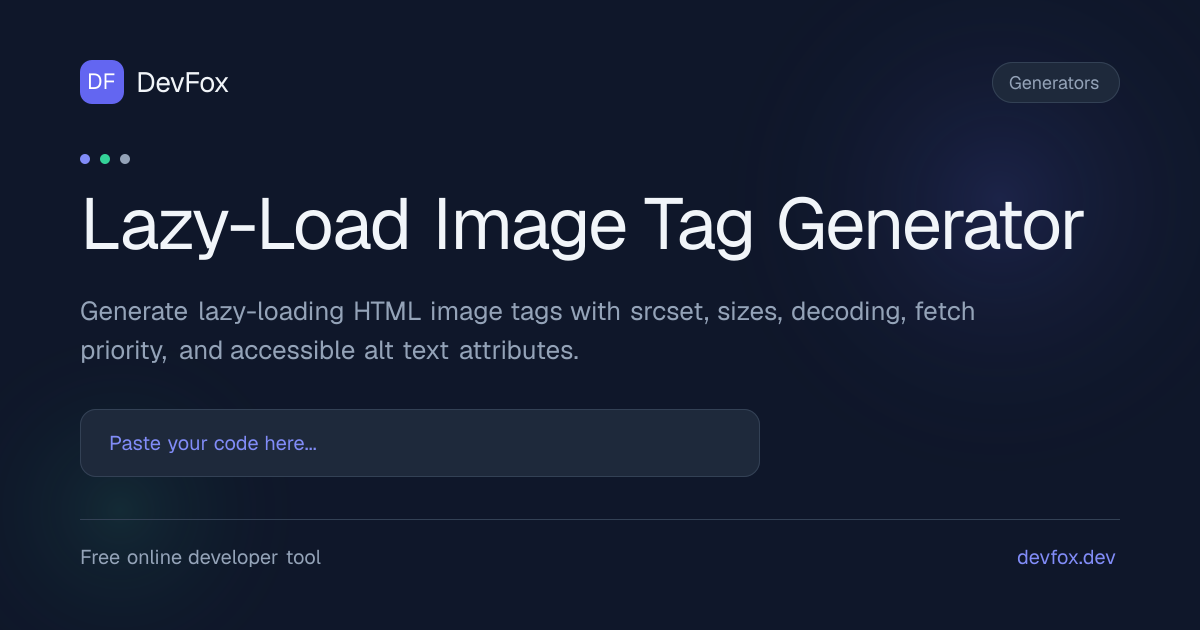 Lazy-Load Image Tag Generator | Generate Lazy-Load Image Tag Online ...