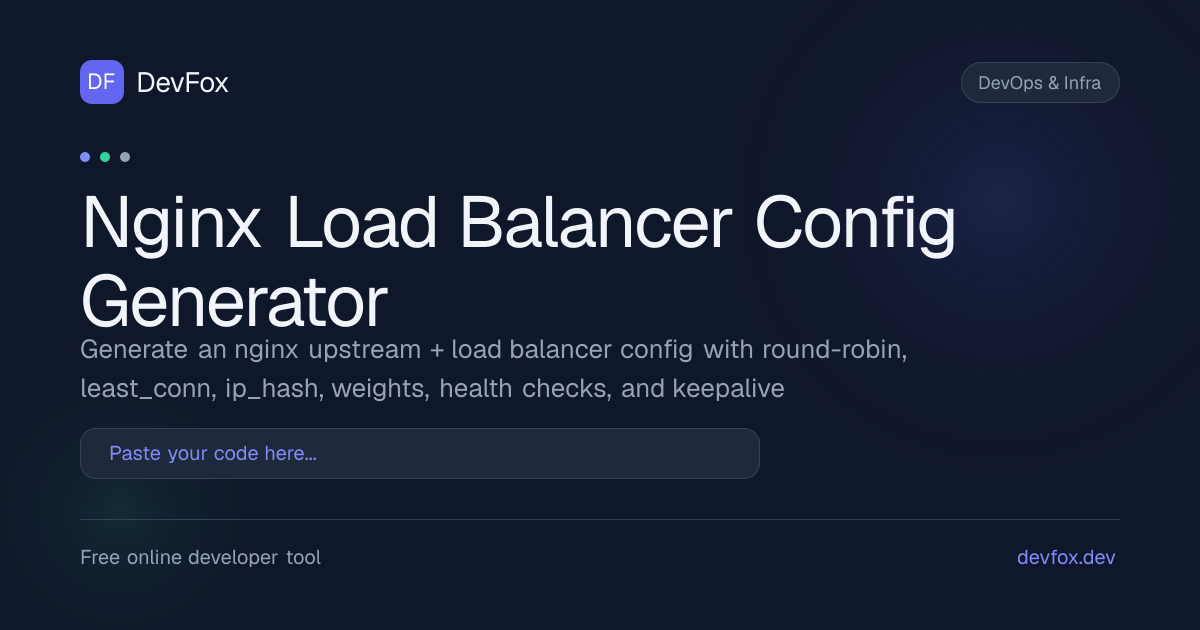 Nginx Load Balancer Generator | upstream Block - DevFox