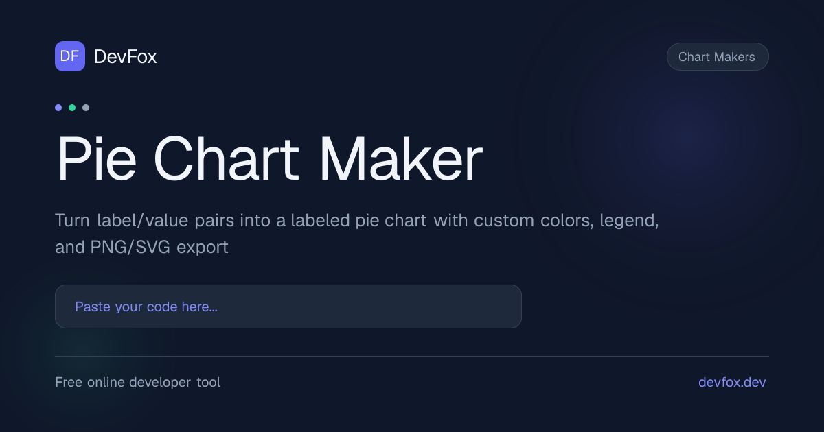 Pie Chart Maker — CSV & JSON to Pie Chart | DevFox