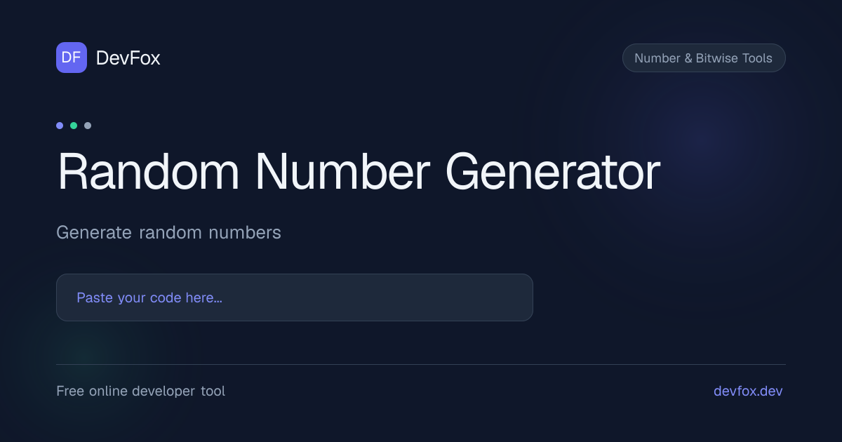Random Number Generator | Generate Random Numbers Online - DevFox