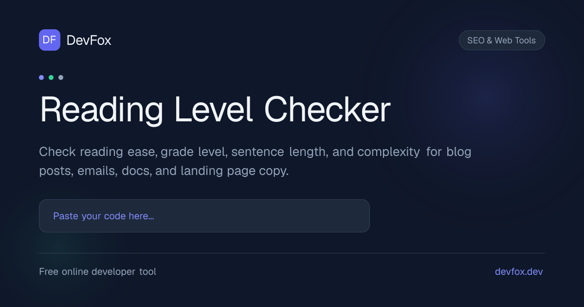 Reading Level Checker | Check Reading Level Online - DevFox