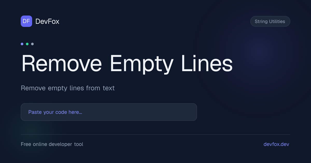 Remove Empty Lines | Remove empty lines from text - DevFox