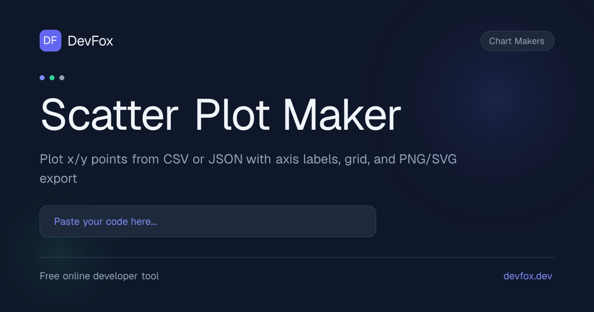 Scatter Plot Maker — CSV & JSON to XY Scatter | DevFox