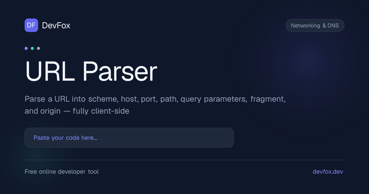 URL Parser | Decompose URLs into Scheme, Host, Query - DevFox