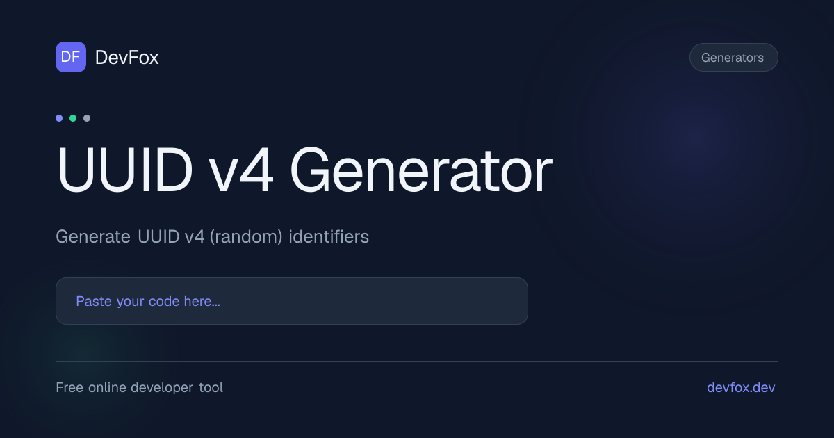 UUID v4 Generator | Generate UUID v4 Online - DevFox