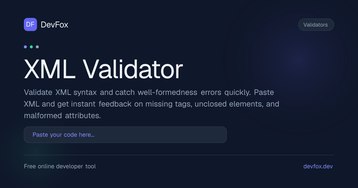 XML Validator | Validate XML Online - DevFox